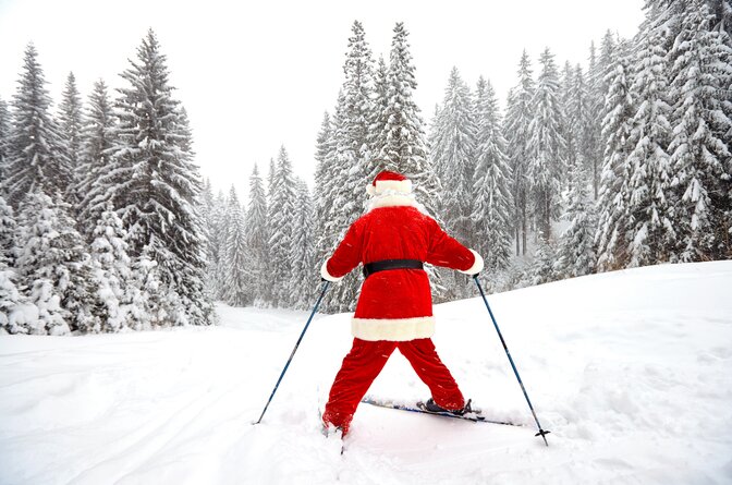 Father Christmas skiing
