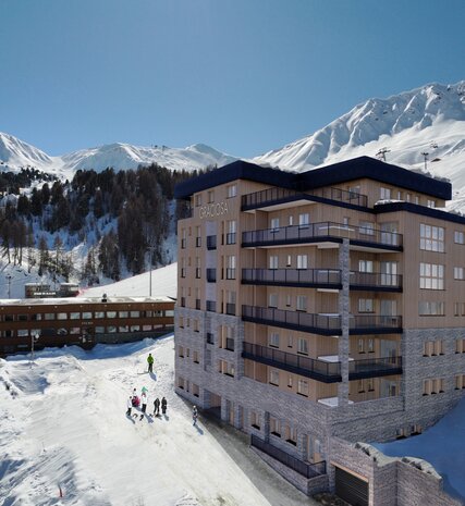 CGI image of exterior view of the new Graciosa luxury chalets in La Plagne