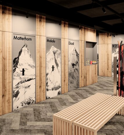 CGI image of ski room in the Graciosa, La Plagne